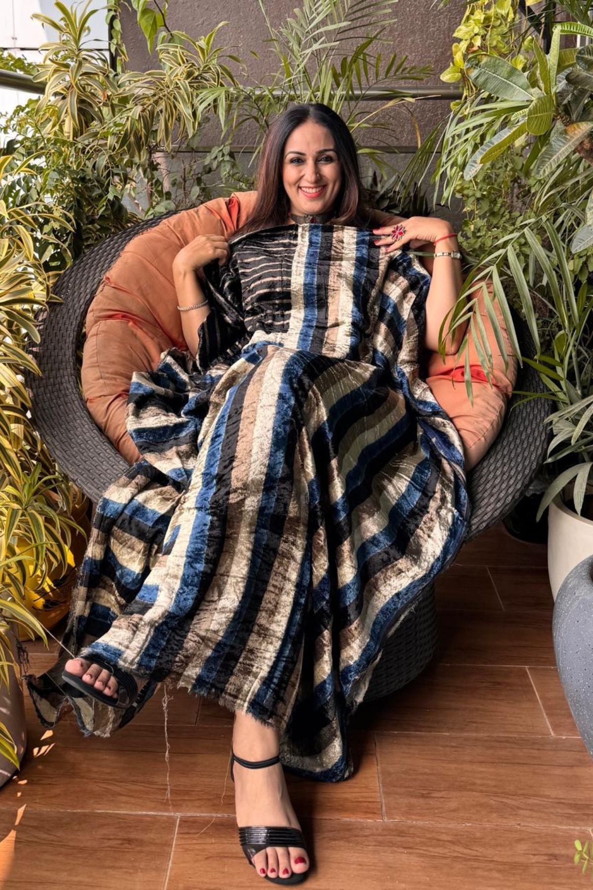 Ajrakh art on velvet (kurta only)